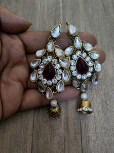 Exquisite Kundan Jhumka Earrings