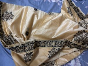Golden Saree with Black Embroidery