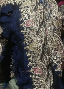 Lace cut work  navy blue colour
