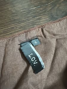 Brown Textured Tie-Front Crop Top