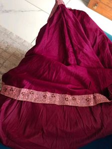 Maroon &amp; Pink Embroidered Lehenga Set