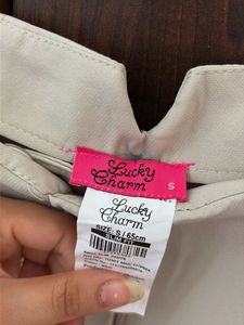High-Waisted Beige Trousers