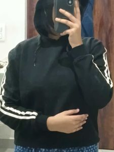 black Hoodie with White Stripes on side