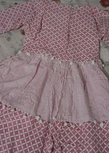 Pink Patterned Tiered Dress