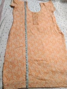 Orange Embroidered Kurta Set with Dupatta