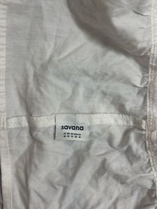 Savana trendy White Puff Sleeve Tie-Front Top