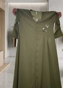 Chic Olive Green Shirt Dress