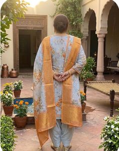 Elegant Pastel Kurta Shalwar Set with Dupat
