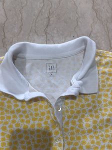 Gap Yellow Floral Polo Shirt