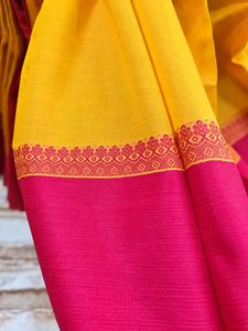 Vibrant Yellow &amp; Pink Saree