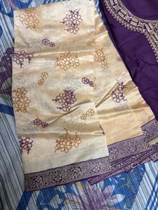 purple unstitched suit with Dupatta