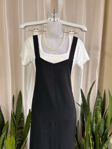 Korean Black Pinafore Dress