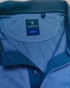 (Vanheusen)Men's Blue Printed Polo T-Shirt