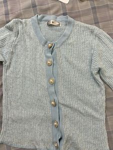 Cute Light Blue Button Cardigan