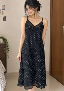 Black Polka Dot Slip Dress