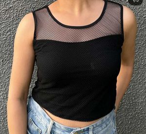 Black Mesh Tank Top