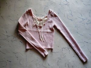 Pink Ribbed Long Sleeve Top