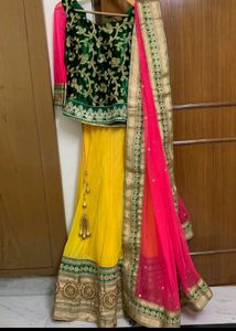 Trending Yellow &amp; Green Embroidered Lehenga Choli