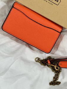 Coach Orange Leather Chain Bag