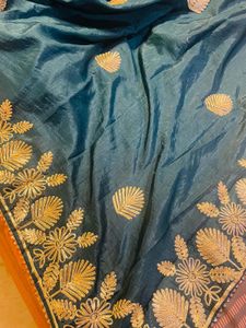 Saree with stitched blouse Elegant Embroidered Sil