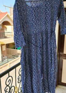 Blue Printed Maternity Nursing Dress