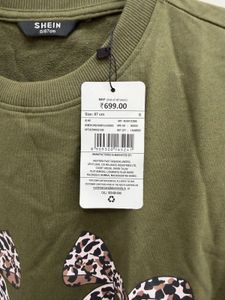 Shein Olive Green Bow Detail Sweatshirt