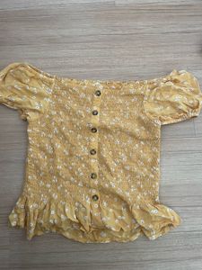Yellow Floral Off-Shoulder Smocked Top