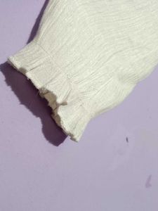 White Ruffle Long Sleeve Top
