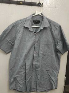 Men's Grey Short Sleeve Casual Shirt