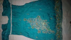 Teal Green Embroidered Kurti Set with Salwar