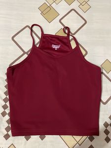 Maroon Spaghetti Strap Crop Top