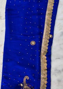 Royal Blue Embellished Saree