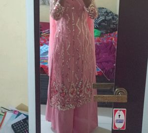 Pakistani Net Suit Set With Palazzo And Duptaa