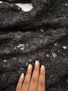 Black Lace Puff Sleeve Top