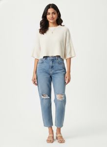 Distressed Blue Denim Jeans