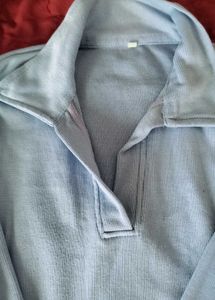 Light Blue Collared Pullover Top
