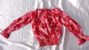 Floral Print Long Sleeve Crop Top