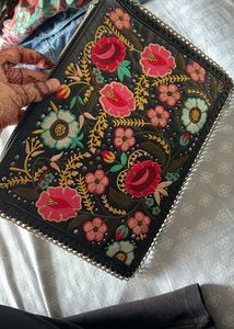 Embroidered Black sling Bag