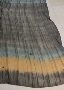 Stylish Grey &amp; Peach Ombre Kurta Set with Dupatta