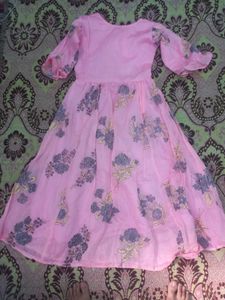 Pink Floral Print Dress