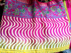 Pink Floral soft silk saree