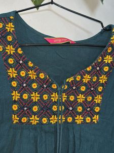 Embroidered Teal Kurta