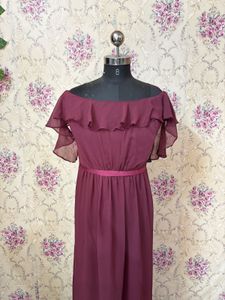 3XXL Elegant Burgundy Maxi Dress