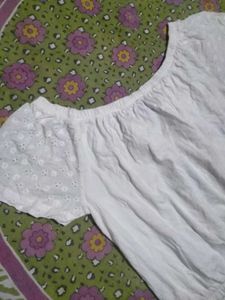 White Broderie Anglaise Off-Shoulder Top