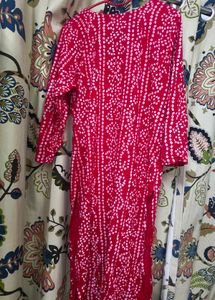 Red &amp; White Print Kurta in less price