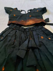 Elegant Black &amp; Copper Ethnic Skirt Set 4-5 years