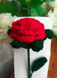 Crocheted Rose Stick