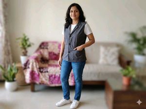 Stylish Grey Sleeveless Blazer Vest