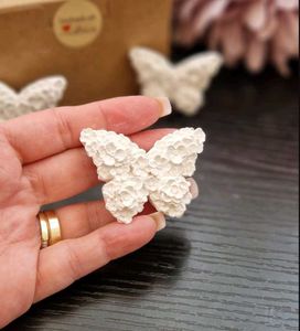 White Floral Butterfly Fridge Magnets