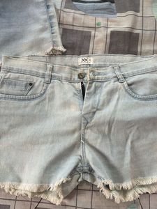 Light Wash Denim Skirt and Shorts Set